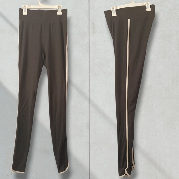 Asos Cotton Black White Side Striped Leggings Size 6 - Picture 1 of 6